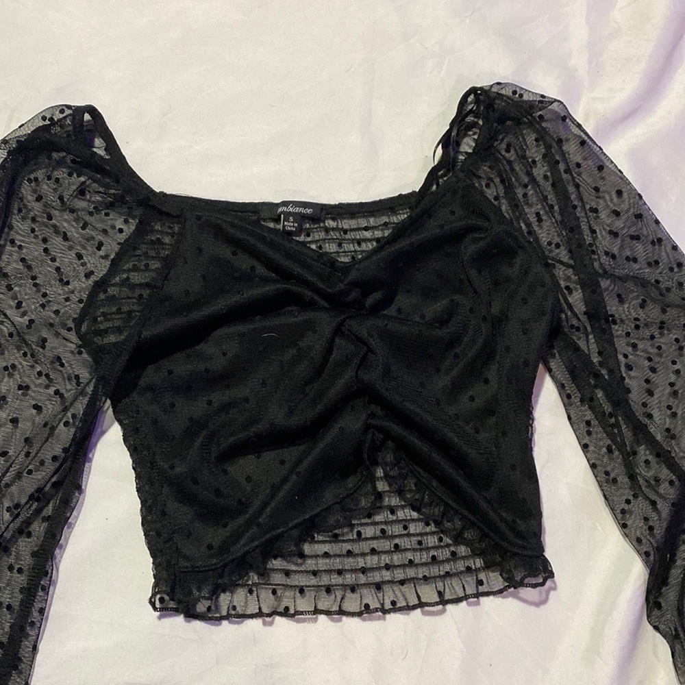 Cute lace with poke it dots crop top